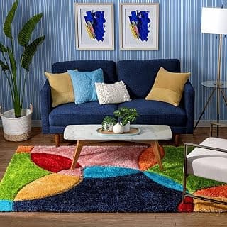 Handmade Microfiber Cozy Super Soft for Living Room Bedroom & Hall with 2 inch Thickness 3x5 Ft Size, Multicolor 1