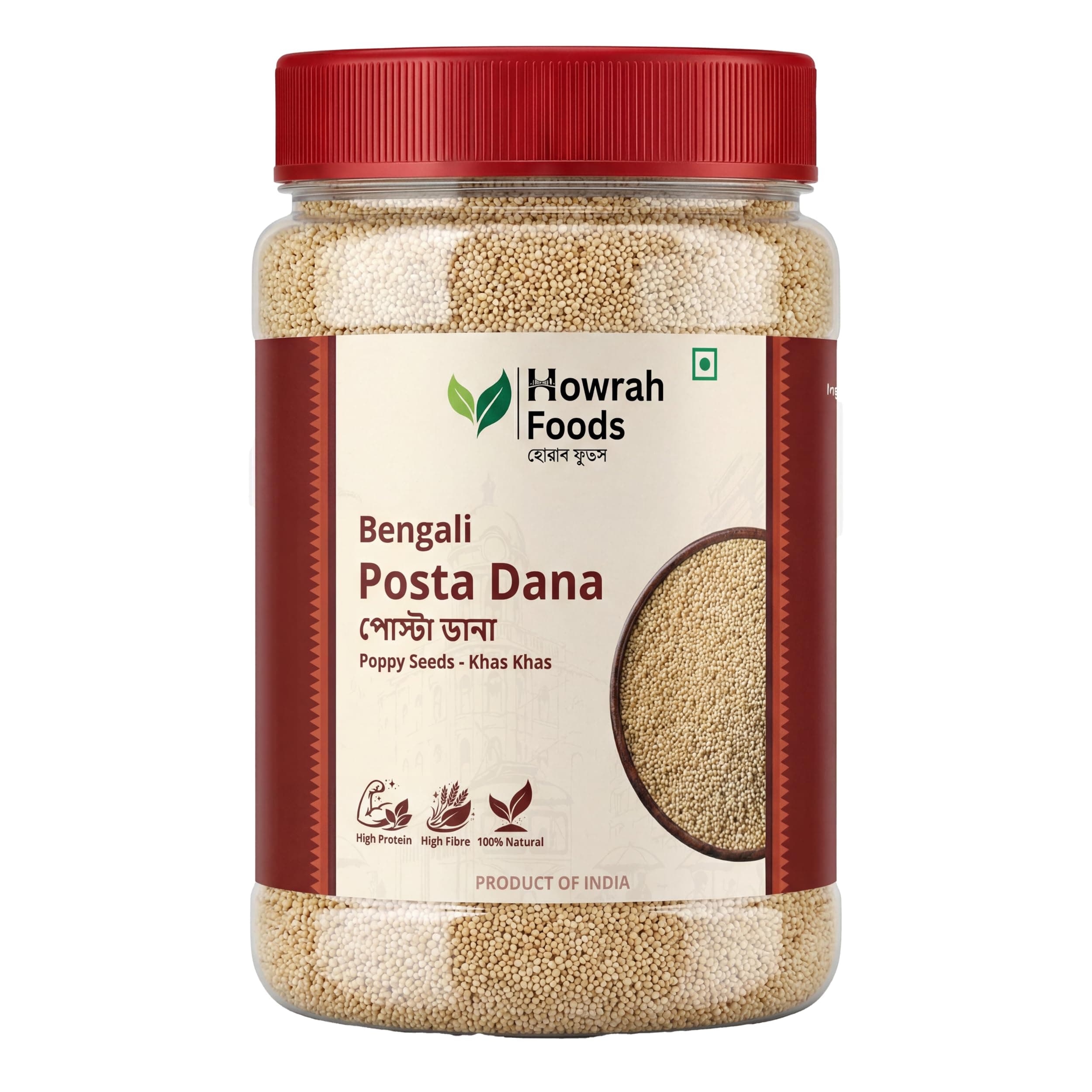 HOWRAH FOODS Bengali Posta Dana Poppy Seeds 100g | Posto Khas Khas Khus Khus Whole Indian Origin Cleaned Seeds for Aloo Posto Curries Sweets Baking | No Added Colours Preservatives Vegetarian | Authentic Taste of Bengal