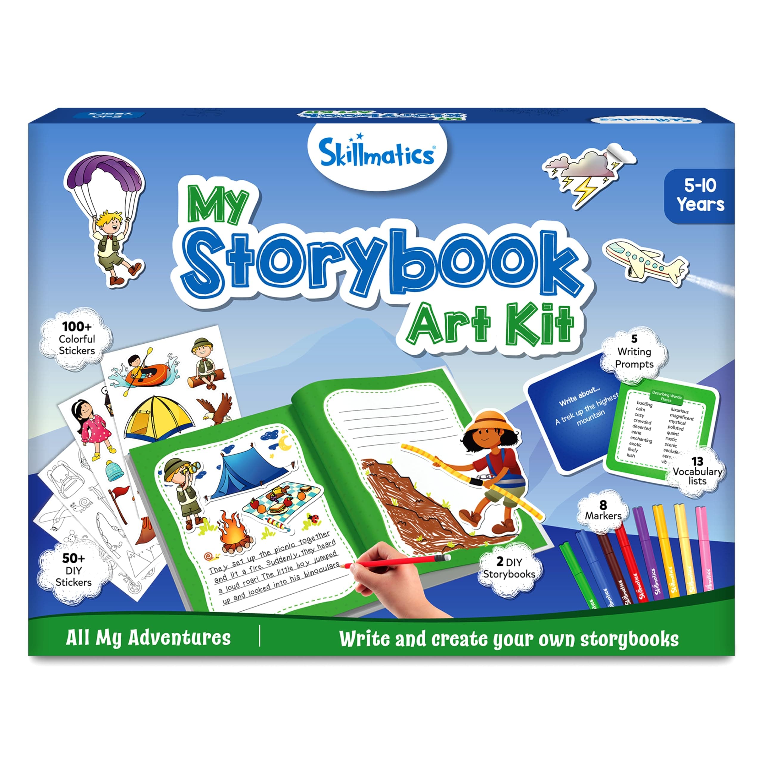 Skillmatics Storybook Art Kit - Create Adventure Stories, DIY Craft & Writing Kit with 300+ Stickers, Scrapbooking & Journal Activity, Gifts for Kids Ages 5, 6, 7, 8, 9, 10