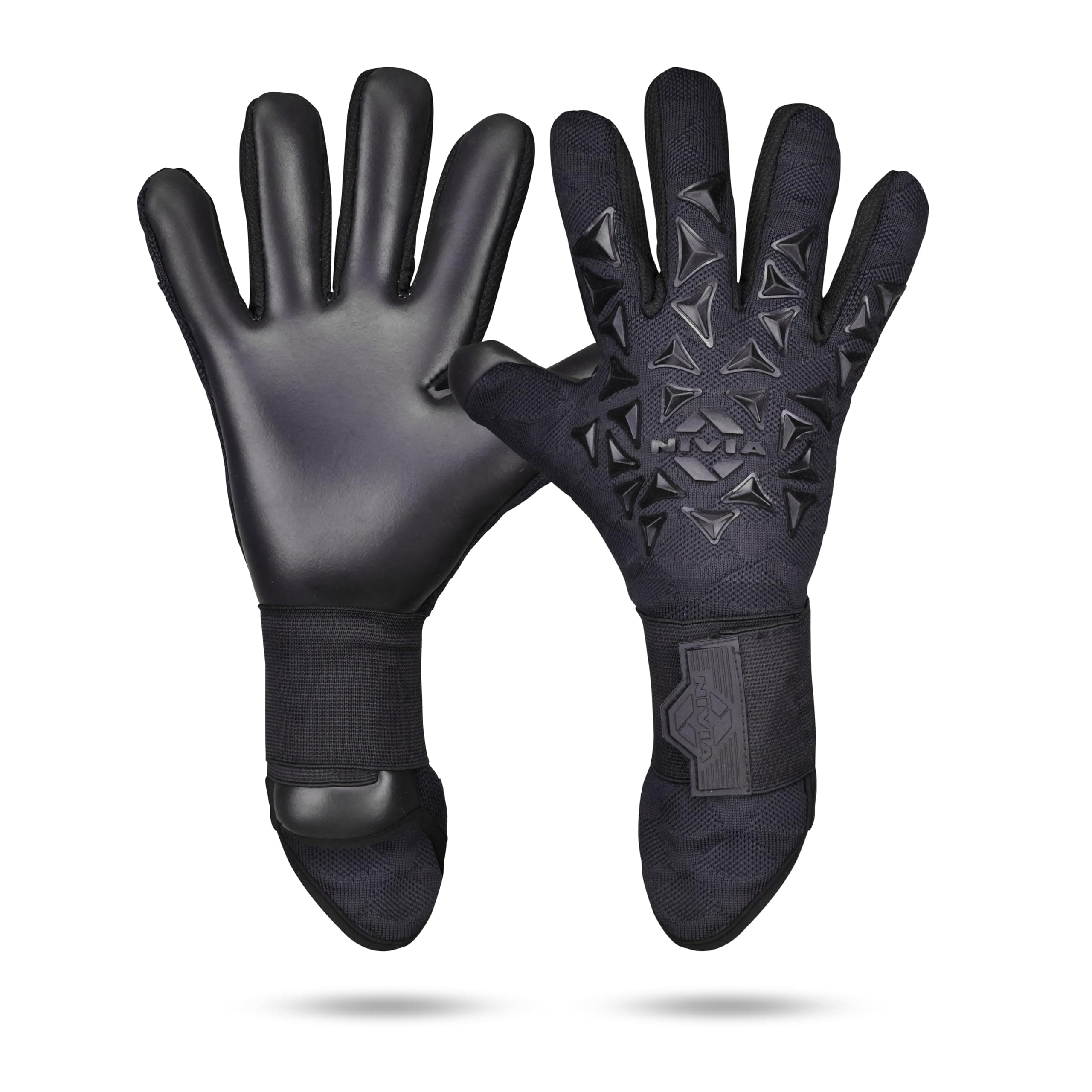 Nivia Ashtang 2.0 Football Goalkeeper Gloves for Men & Women, Super Soft Latex Palm with PU Foam Cushion, Knitted Backhand with Structural Casting, Professional Match Play Gloves(Black, S)