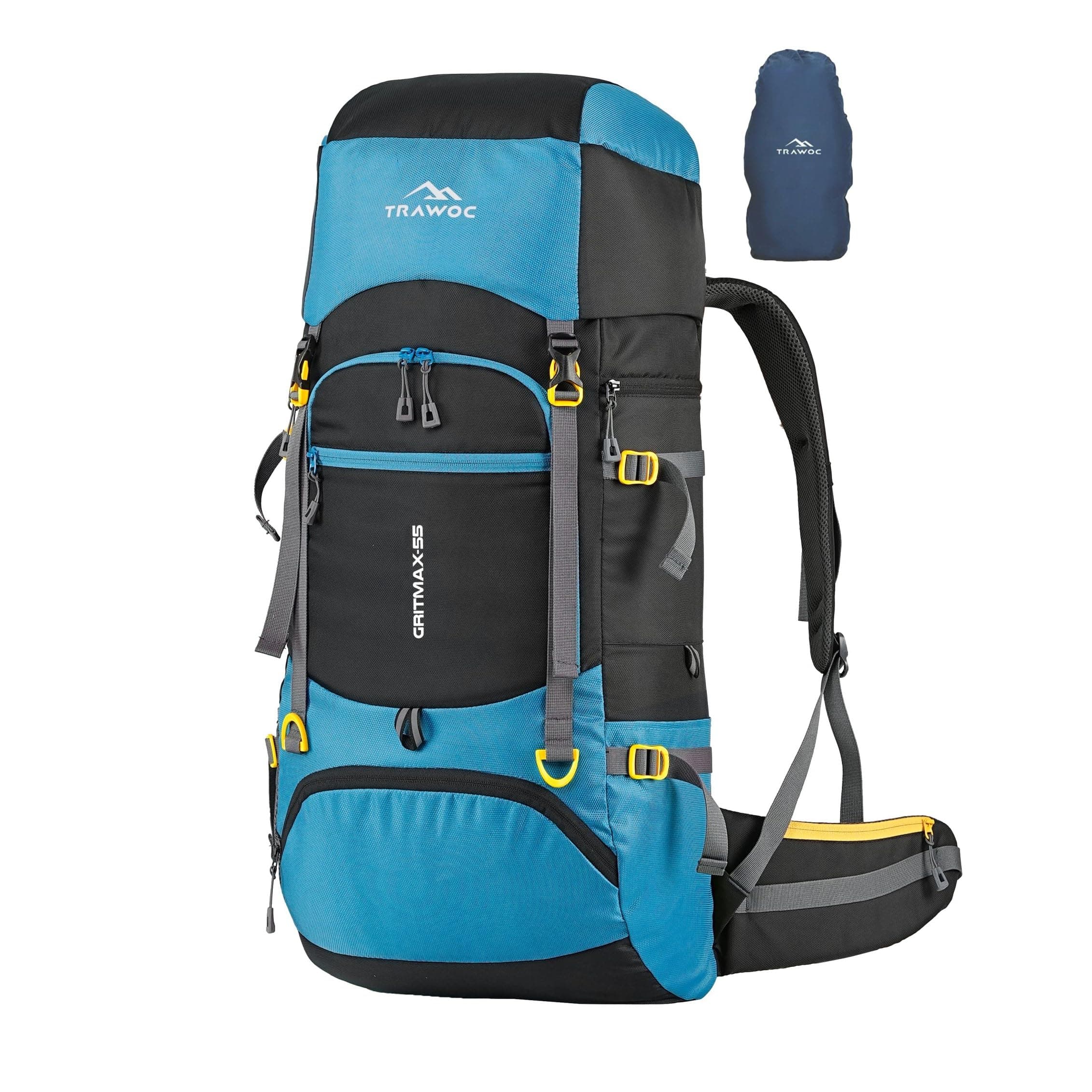 TRAWOC GRITMAX 55 Litre Travel Bag Front & Top Open Backpack for Hiking Trekking Camping, Rucksack Bag for Men & Women with Rain Cover and Shoe Compartment SHK017, 3 Year Warranty