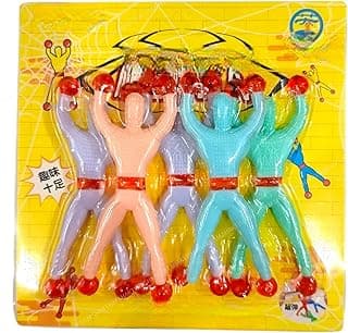 SHAKTISM Wall Climbing Sticky Man Action Figures, Birthday Return Gift Pack of 5Pc - 1 Pkt, Kids Fun Toy - Random Colour Dispatched (Wall Clamber 1)