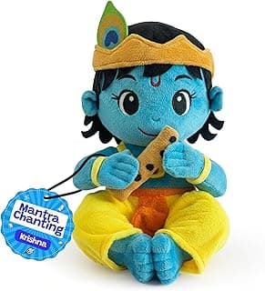 WonderBuddy Divine Mantra Chanting Baby Krishna with 8 Preloaded Mantras & Aartis, Musical Soft Plush Toy, Best Birthday Gift for Infants, Toddlers & Kids (Medium - 28 Cm)