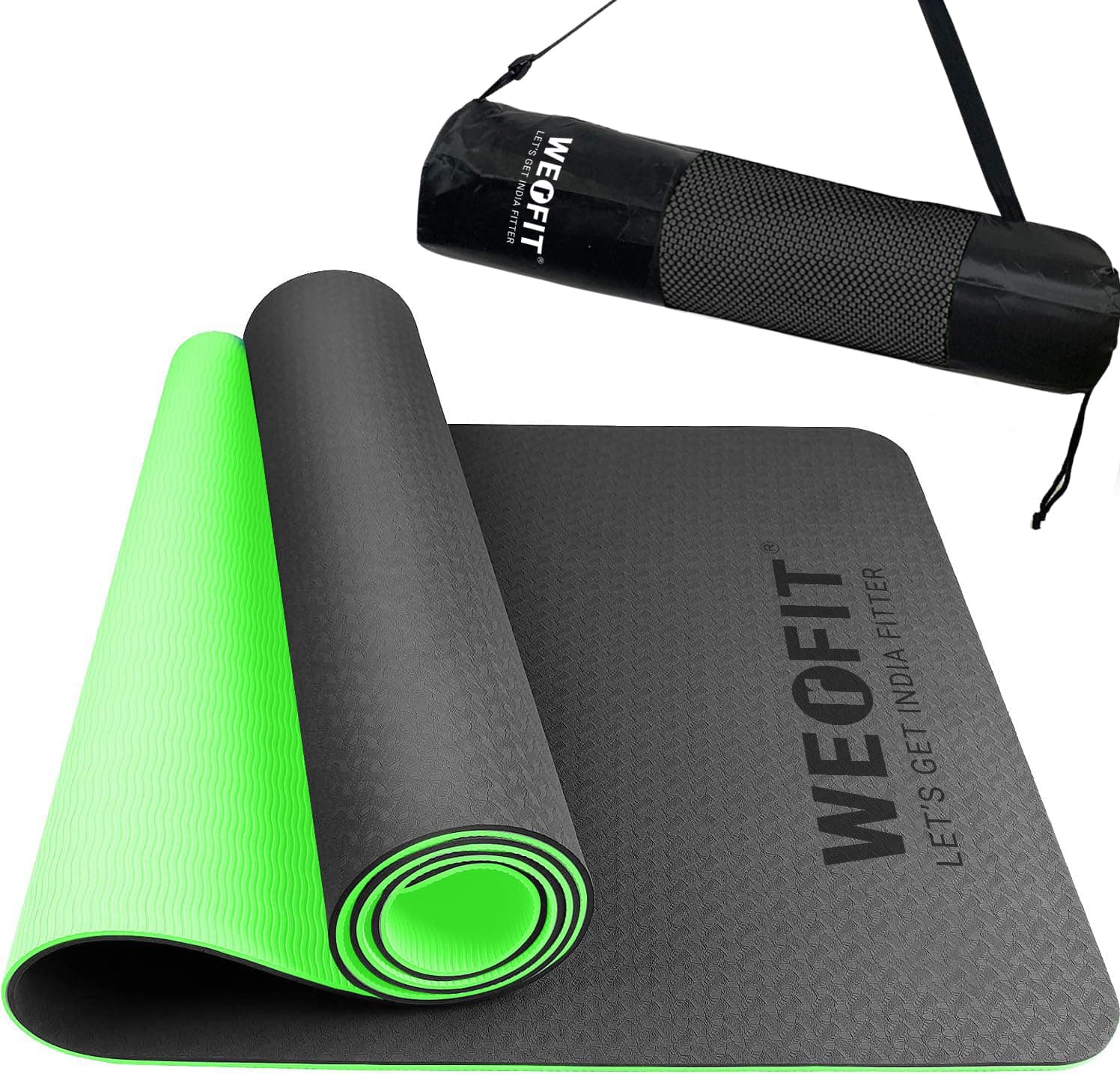 WErFIT Yoga Mats with Carry Bag for Man | Size: 2 X 6 Feet, Extra Thick 15mm, TPE Material | Exercise mat for Home Workout | Gym Mat for Fitness Pilates and Meditation, Anti Tear, Anti Slip