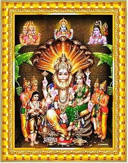 Pavan Photo Laminations Lakshmi Narasimha Swamy Lord Narsingh Bhagwan Wall Painting Framed Home Decor (Wood,Acrylic,Gold,Small Size,6x8 Inch) R593S