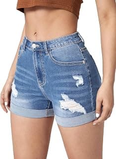 London Hills Shorts for Woman | Denim Shorts for Woman | Short's for Women | Jeans Shorts' | Ripped Jeans | High Waist Jorts for Women | Dark and Light Blue