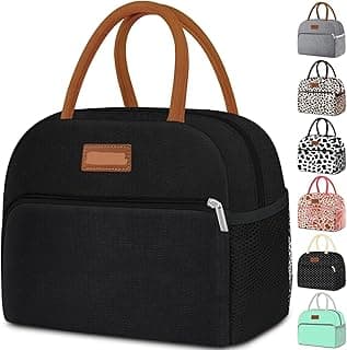 Insulated Lunch Bag, Leakproof Thermal Cooler Tote for Travel, Work, School, Picnic, Large Capacity, Black (Black)