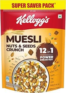 Kellogg’s Muesli Nuts & Seeds Crunch 750g | 12-in-1 Power Breakfast | No Maida | High in Fiber| India’s No. 1 Muesli | 750g