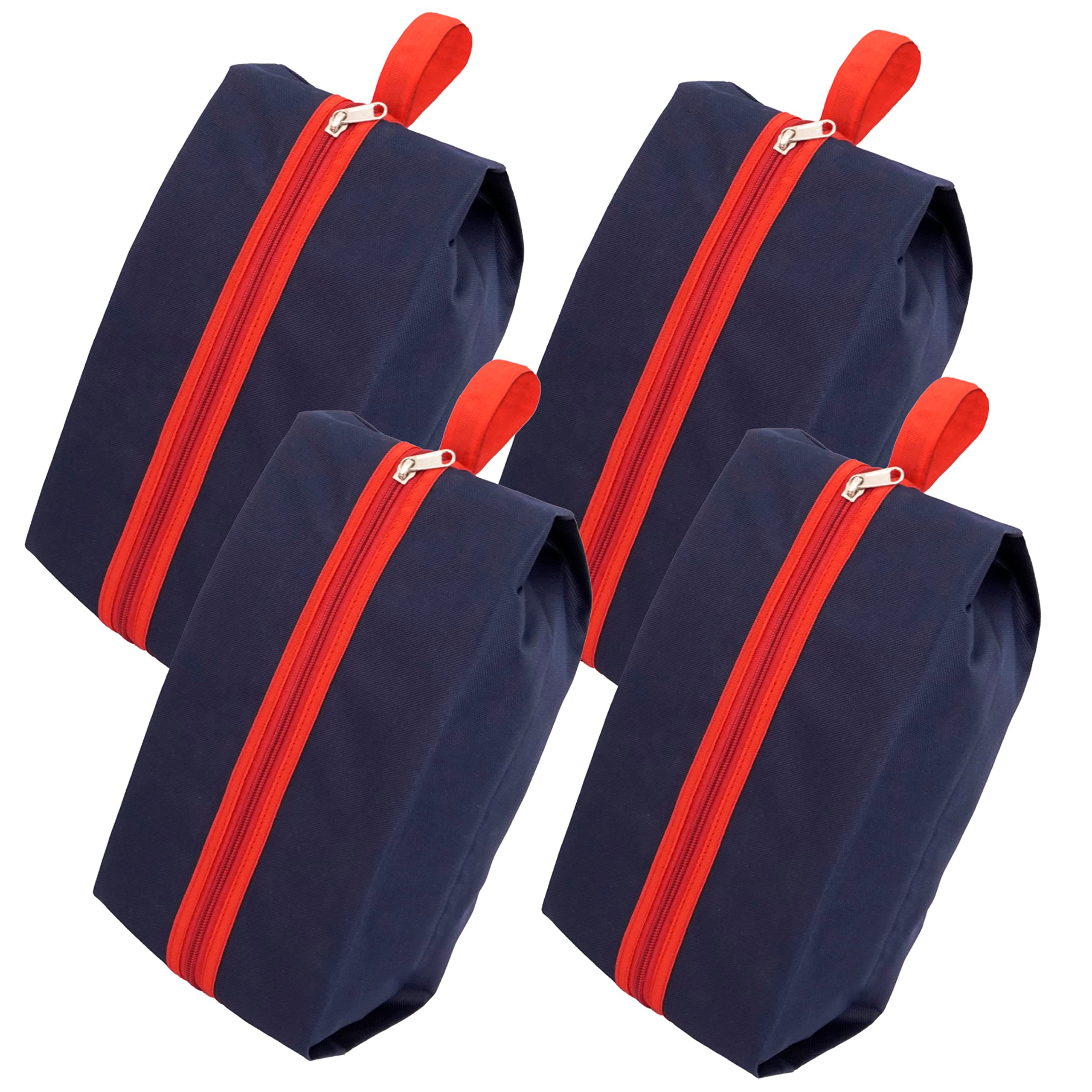 SNDIA Pack of 4 Reusable Shoe Bag for Women & Men (40x13x18cm, Blue & Red) | Travel Accessories Shoe Organizer Shoe Bags Pouches Shoe Cover for Travelling