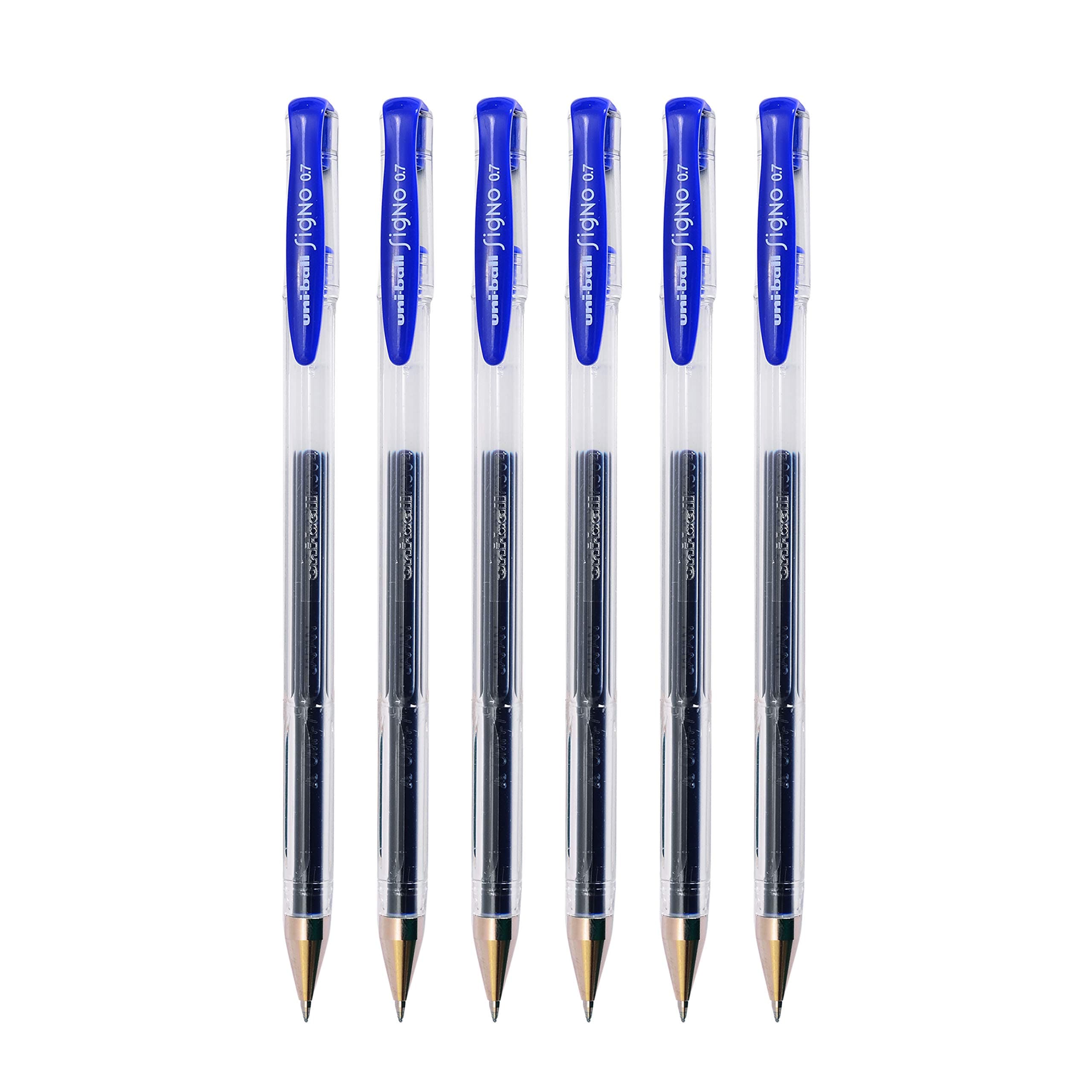 uni-ball Signo UM-100 0.7 mm Gel Pens, Blue Ink, Pack of 6