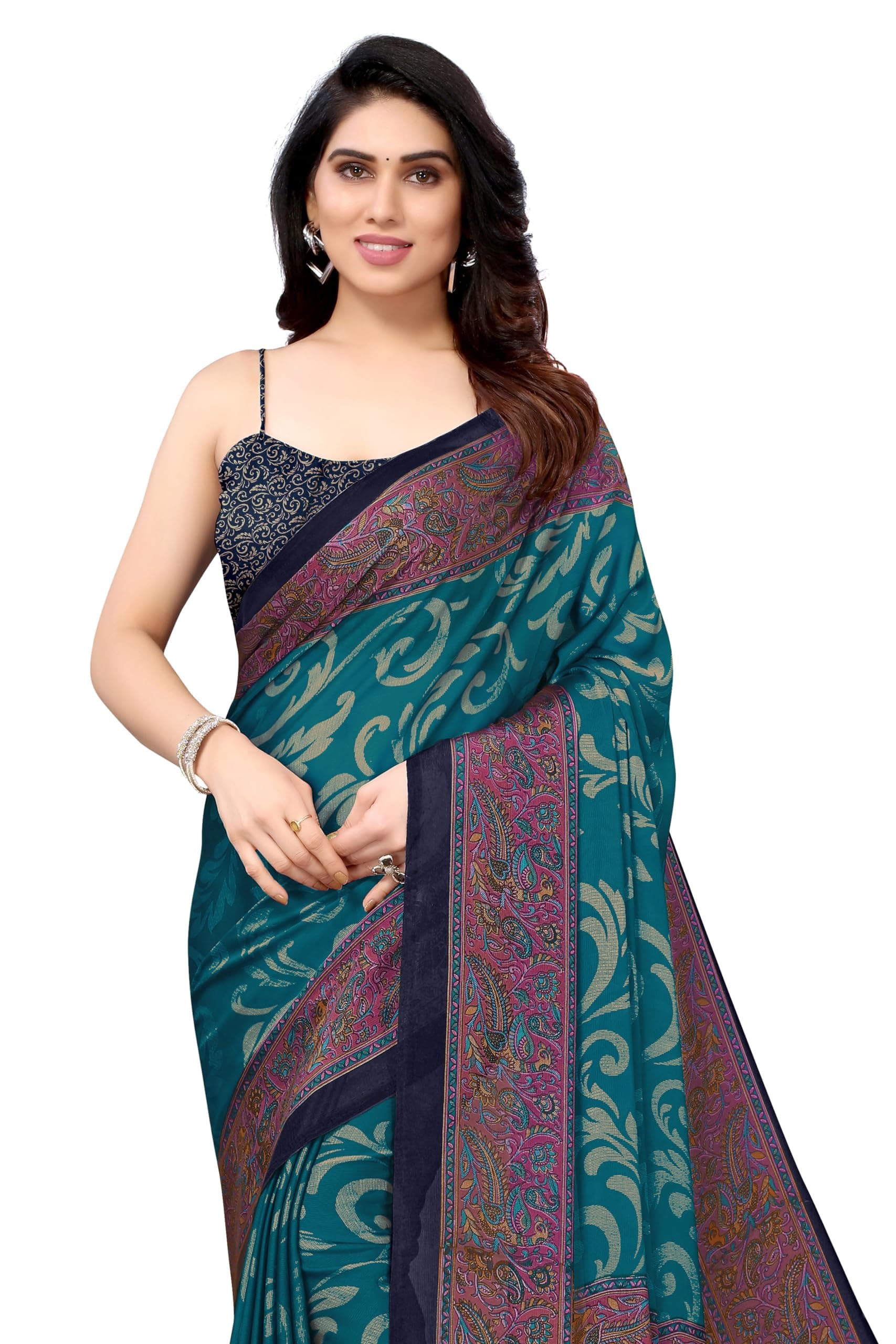 MIRCHI FASHION Saree for Woman Chiffon Kalamkari Design | Professional Office Wear Lightweight Sari for All-Day Comfort with Blouse (Available in 15 Colors)