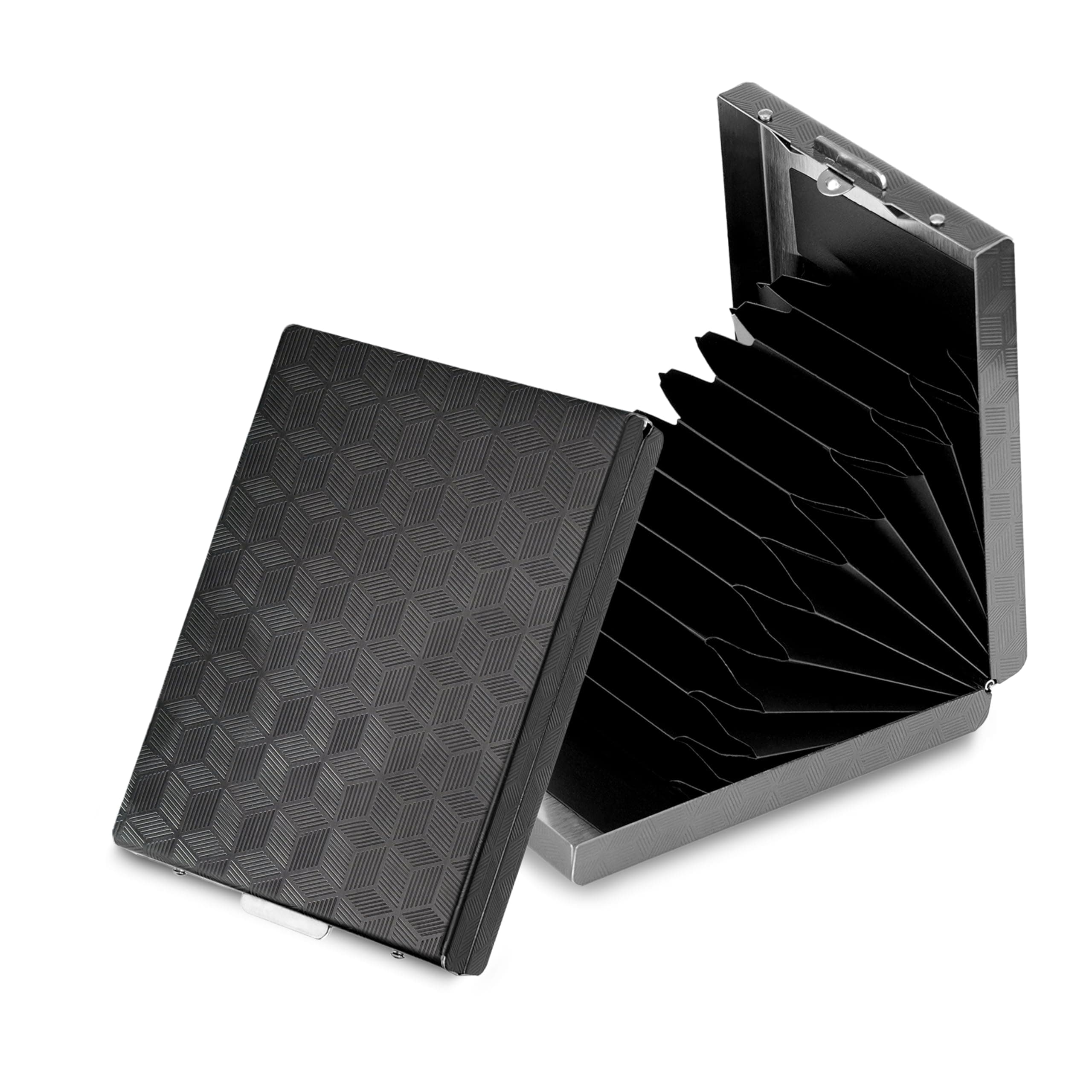 Storite Black 10 Slots Vertical RFID Protected Metal Credit Debit ATM Card Holder Case Wallet for Men Women(9.5 x 6.5 x 2 Cm)