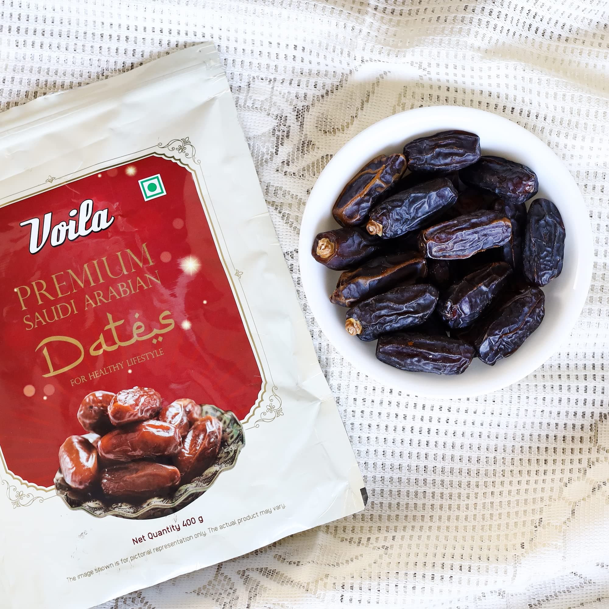 Voila Mabroom Dates 400gm | Arabian Dates Dry Fruits | Gluten Free | Non - GMO | Vegan | Fat Free and No Cholestrol
