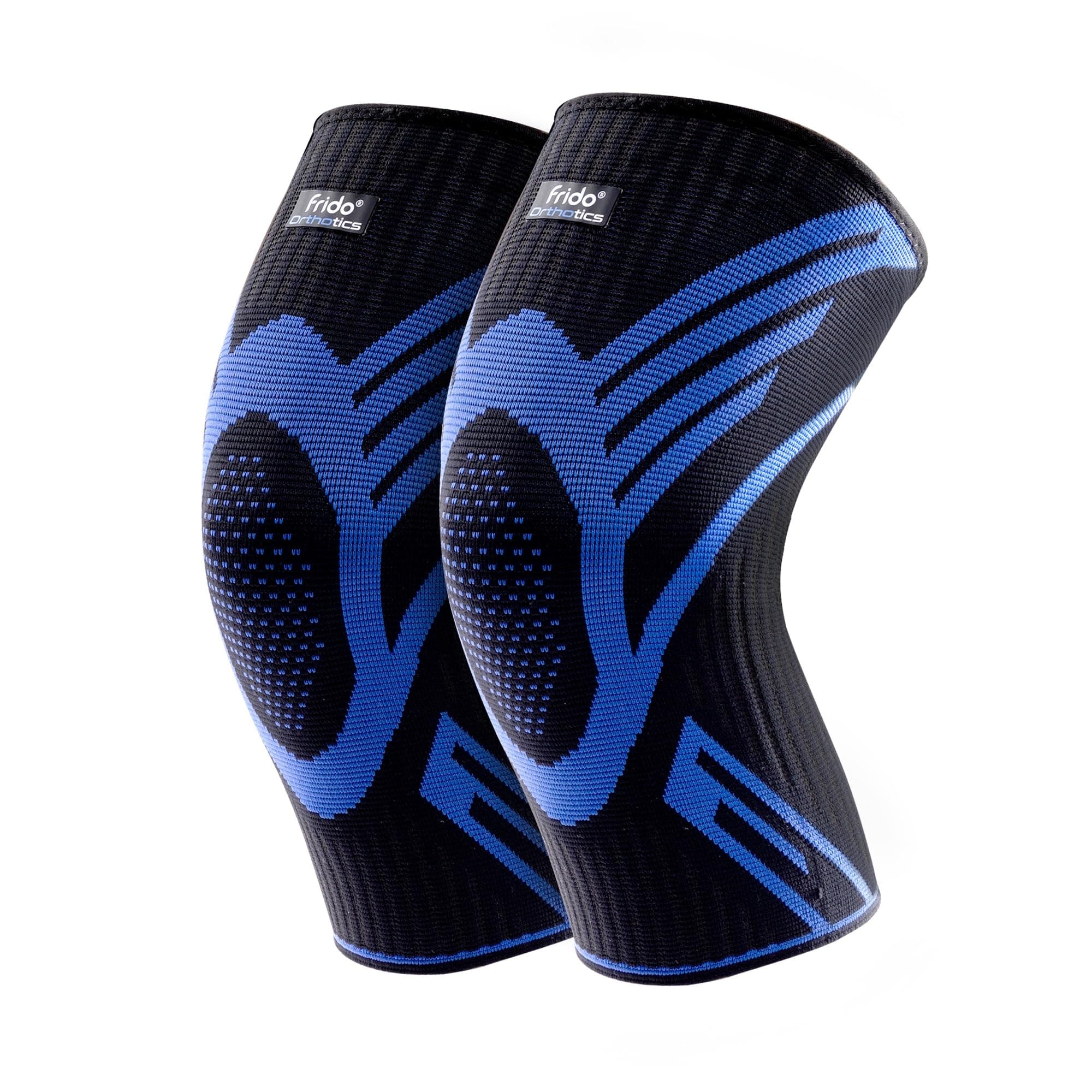 Frido Active Knee Cap Support for Men & Women | Active Compression for Pain Relief & Joint Support | Knee Sleeve for Gym, Running, Jogging, Sports & Workout | Anti-Sweat Knee Brace (1 Pair) Blue, Medium