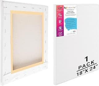 Eduway® 18x24 inches Pre Stretched Medium Grain 7Oz Primed Cotton Painting Canvas with Wooden Frame for Beginners & Artist | Suitable with Acrylic, Oil, Water Colours - (Set of 1)`
