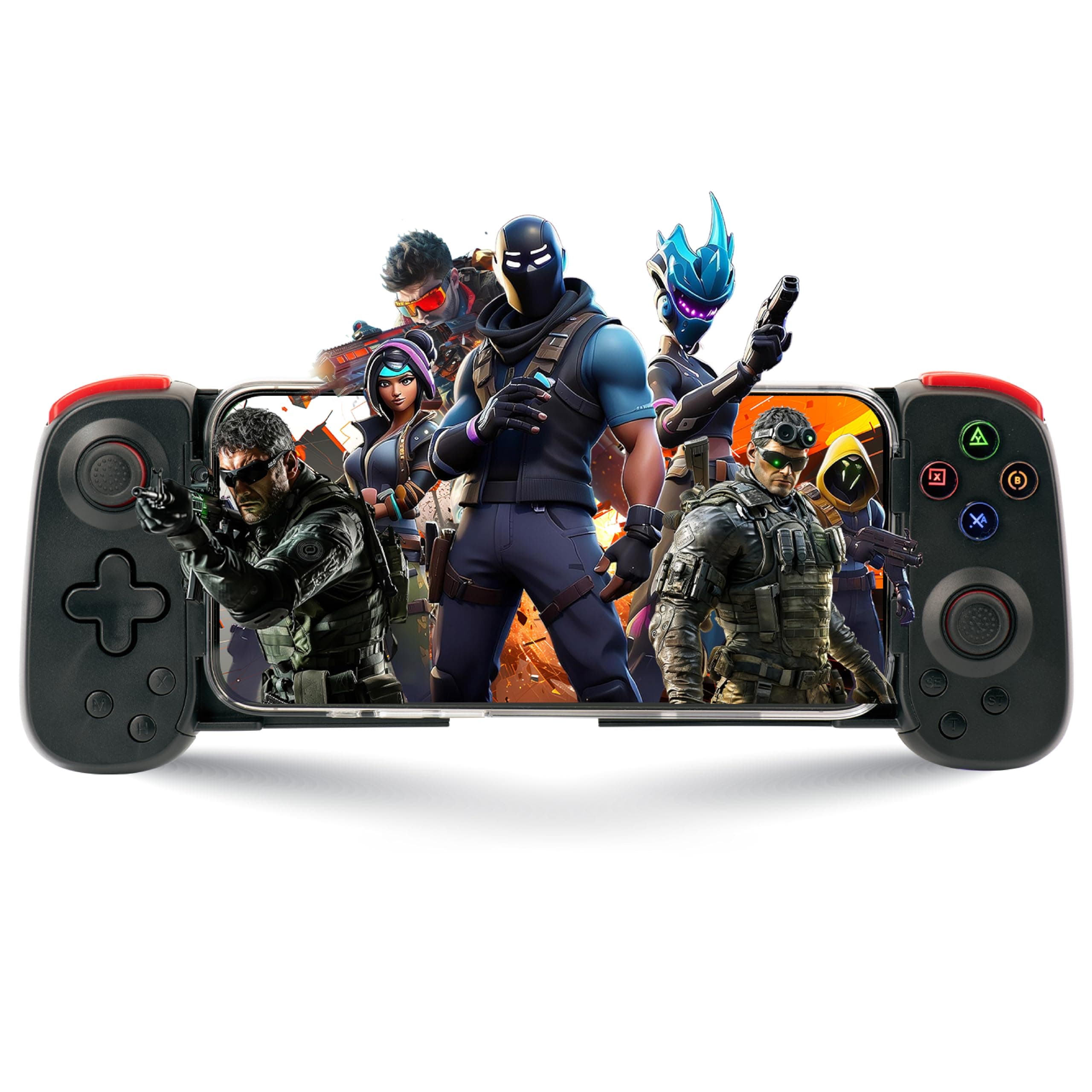 NiTHO B80 EXTENSIBLE Wireless Mobile Gaming Controller for iOS & Android Phones, PC, Tablets, Switch | Adjustable Size, Turbo, RGB LED lights, Gamepad for Cloud Gaming, PS Remote Play, Arcade MFI Games