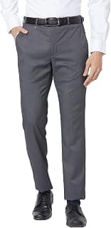 Park Avenue Men's Polyester Blend Checks Small Pattern Super Slim Fit Flat Front Formal Trouser