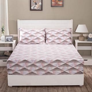 maspar Emerson 100% Cotton Bed Sheet Set, Bed Sheet (224 x 275 cm) with Two Pillow Covers(50 x 75 cm), Double, Pink