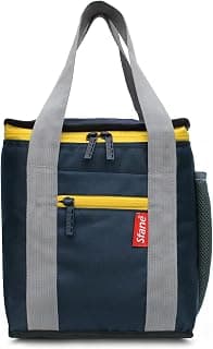 Sfane Sfane Blue Insulated Navy Blue 9.50 inches Lunch Bag - Compact, Easy Wash, Smooth Zipper & Lightweight - Tote Bag & Container, Tiffin Bag for Men, Women, Adults (1000 Milliliter)