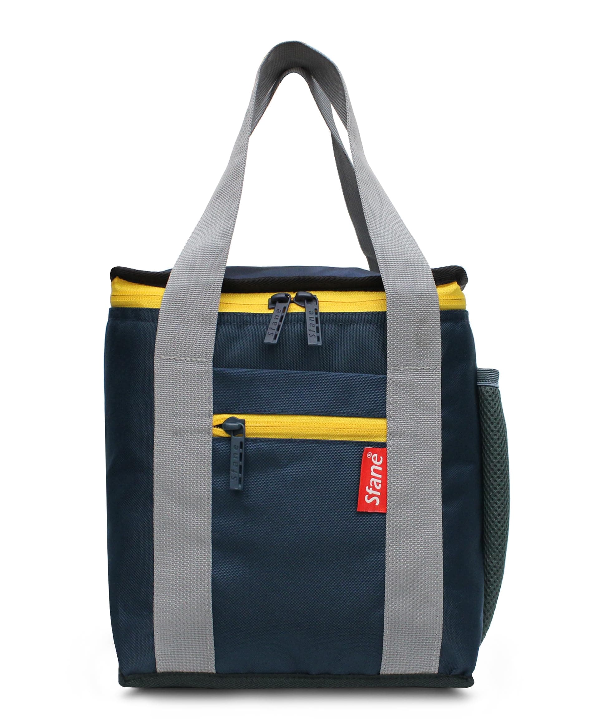Sfane Blue Insulated Navy Blue 9.50 inches Lunch Bag - Compact, Easy Wash, Smooth Zipper & Lightweight - Tote Bag & Container, Tiffin Bag for Men, Women, Adults (1000 Milliliter)
