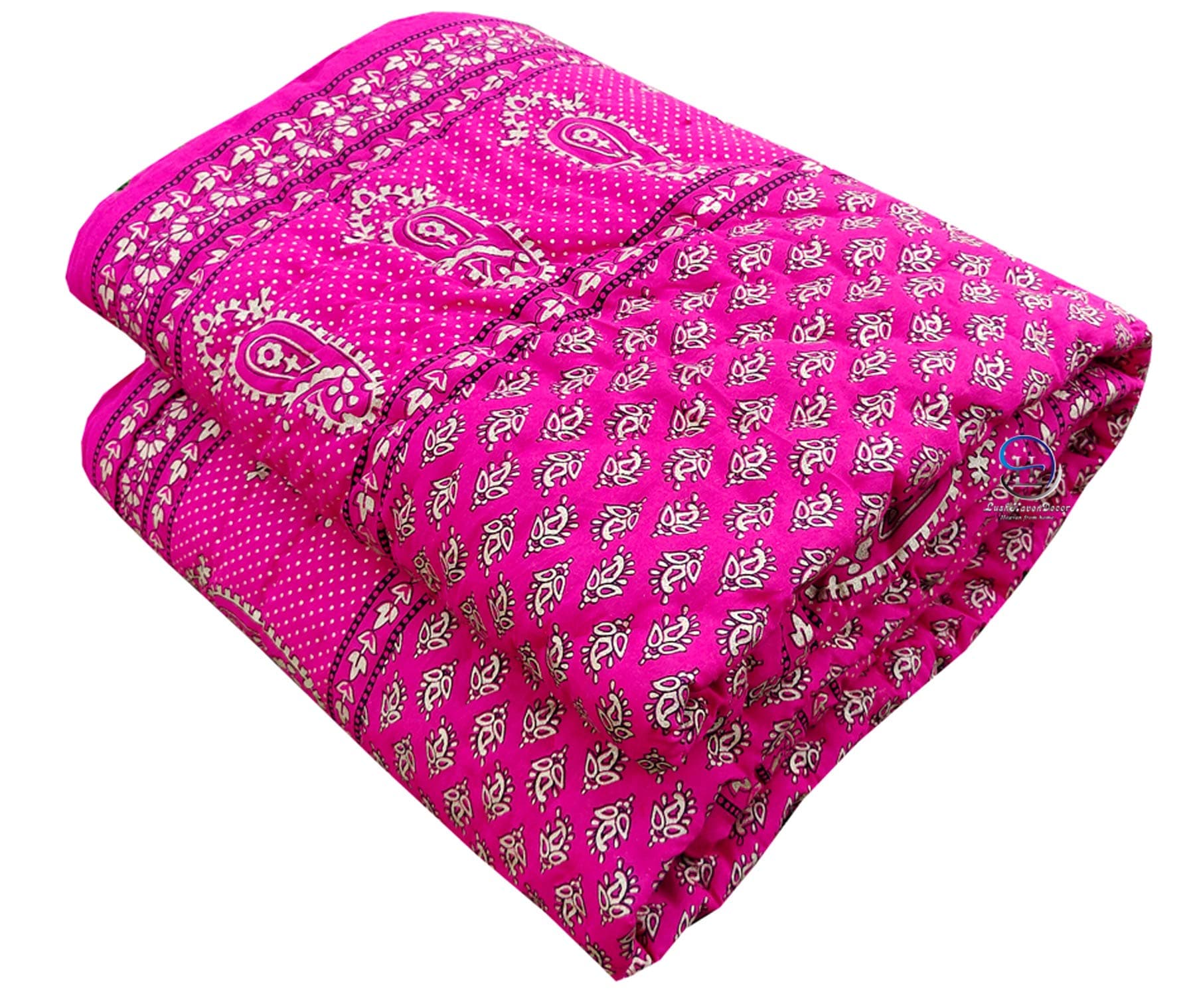 HASHIREX 300 TC TC Single Bed Jaipuri Razai Organic Pure Cotton Jaipuri rajai Ac Quilt for All Season Soft Light Weight Rajasthani Traditional Cotton Comforter 85 x 55 inch Pink, Pack of 1