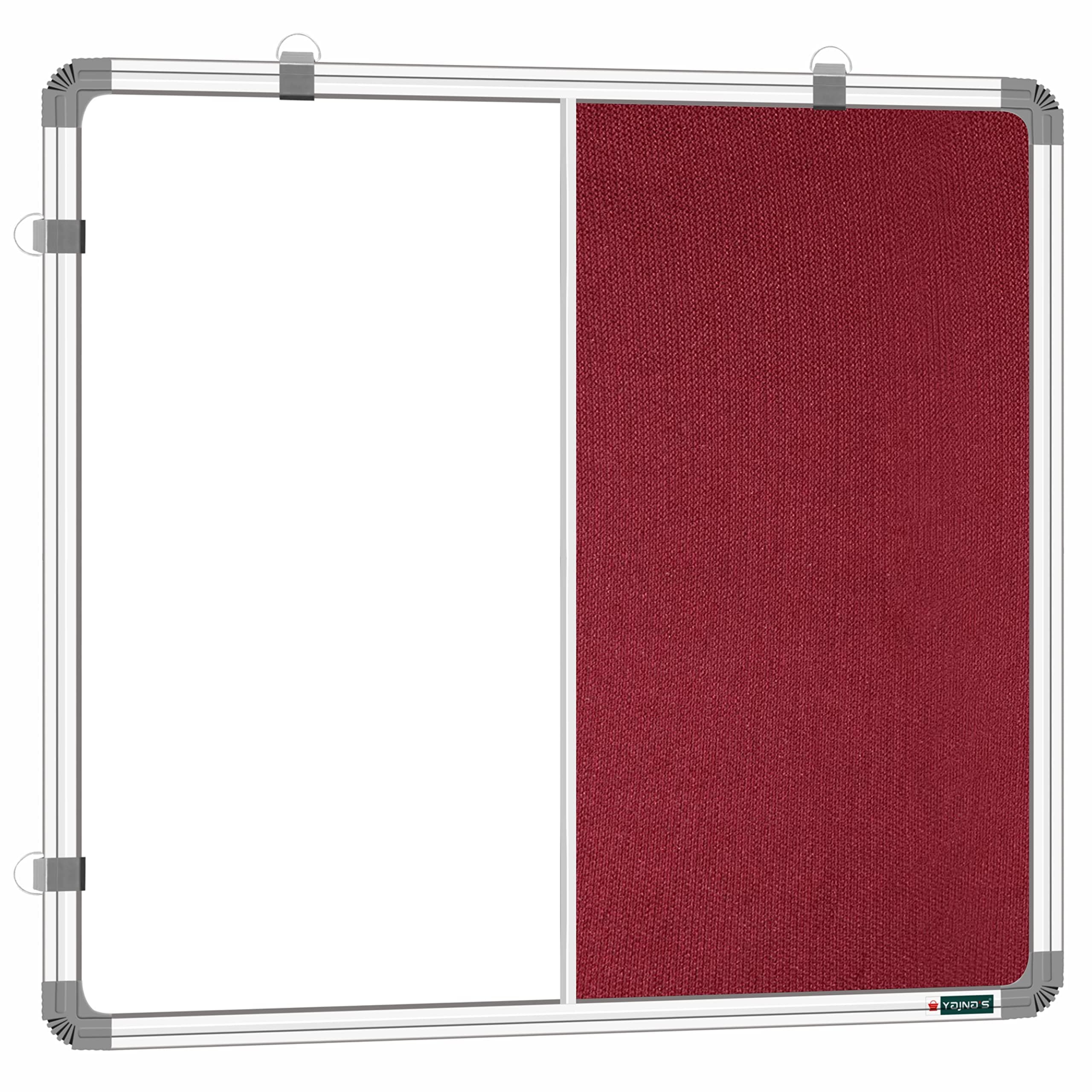 YAJNAS® 2X2 Feet Premium Combination Board (Non - Magnetic Whiteboard with Maroon Pin-Up/Notice Board) for Home, Office and School. Heavy-Duty Aluminium Frame (Pack of 1 Board)| Color - Maroon