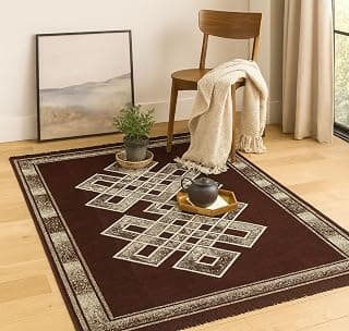 BSB HOME Heavy Fabric Velvet Touch Superfine Chenille Bedroom, Hall, Living Room, Drowing Room, Yoga Hall Carpet |54" Inch X 84" Inch | 5ft X 7ft I 150 Cm X 210 Cm (Light Brown), Large Rectangle