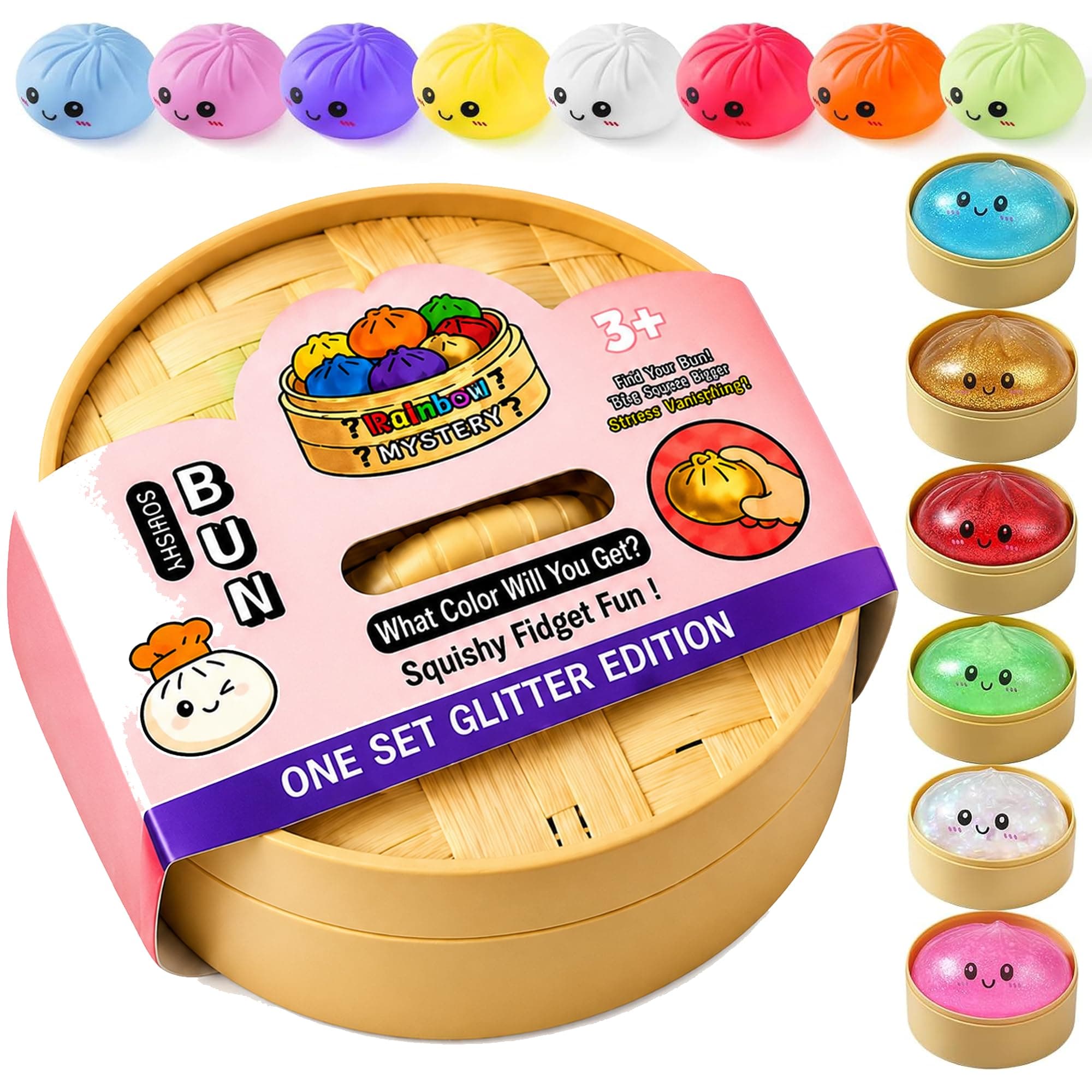 SATYAM ENTERPRISE Dumpling Squishy (1-Piece) Sensory Fidget Toy, Soft Slow Rising Squeeze Stress Relief Toy for Kids & Adults, Cute Portable Desk Toy, Anxiety Relief Sensory Toy (Mystery Color)