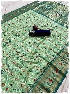 Pandadi Saree Women's Pure Soft Kanchivaram Paithani Silk saree With Unstitched Blouse Piece