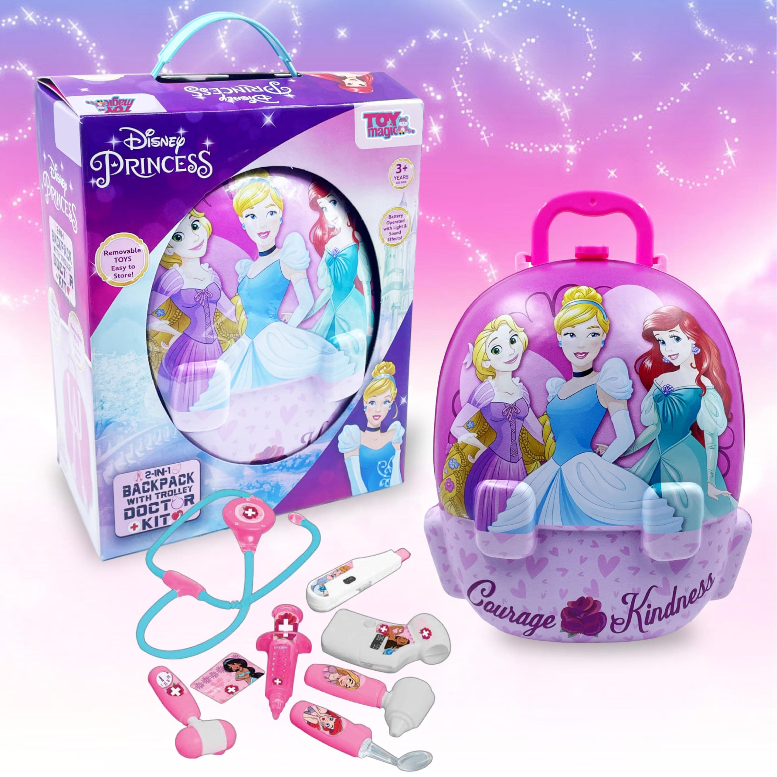 ToyMagic Princess Doctor Playset for Kids |Convertible Suitcase with Battery Operated Pretend Play Toy for Boys & Girls 3+ Years| Doctor Kit Toyset Perfect for Gift | retend Play Learning Toy