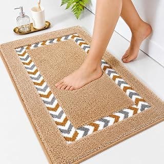 Roseate Race Track Super Soft Anti Skid (40x60 cm) Super Absorbent Mats Microfibre 2000 GSM Mat for Bathroom/Bedroom/Kitchen/Door Mat/Floor Mat (Beige) Pack of 1