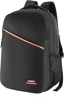 American Tourister Acton | 30L Backpack | 17" Laptop Bag | 3.5 Compartments | College & Office Backpack for Men and Women | Rain Cover Included | Black | 1 Year Global Warranty