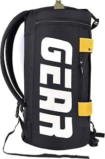 Gear Polyester Statement Maxis 33L Large Hybrid Duffle Backpack/Travel Duffle Bag/Sports Duffle/Gym Bag For Men's/Women's (Black-Yellow), 26 Cm