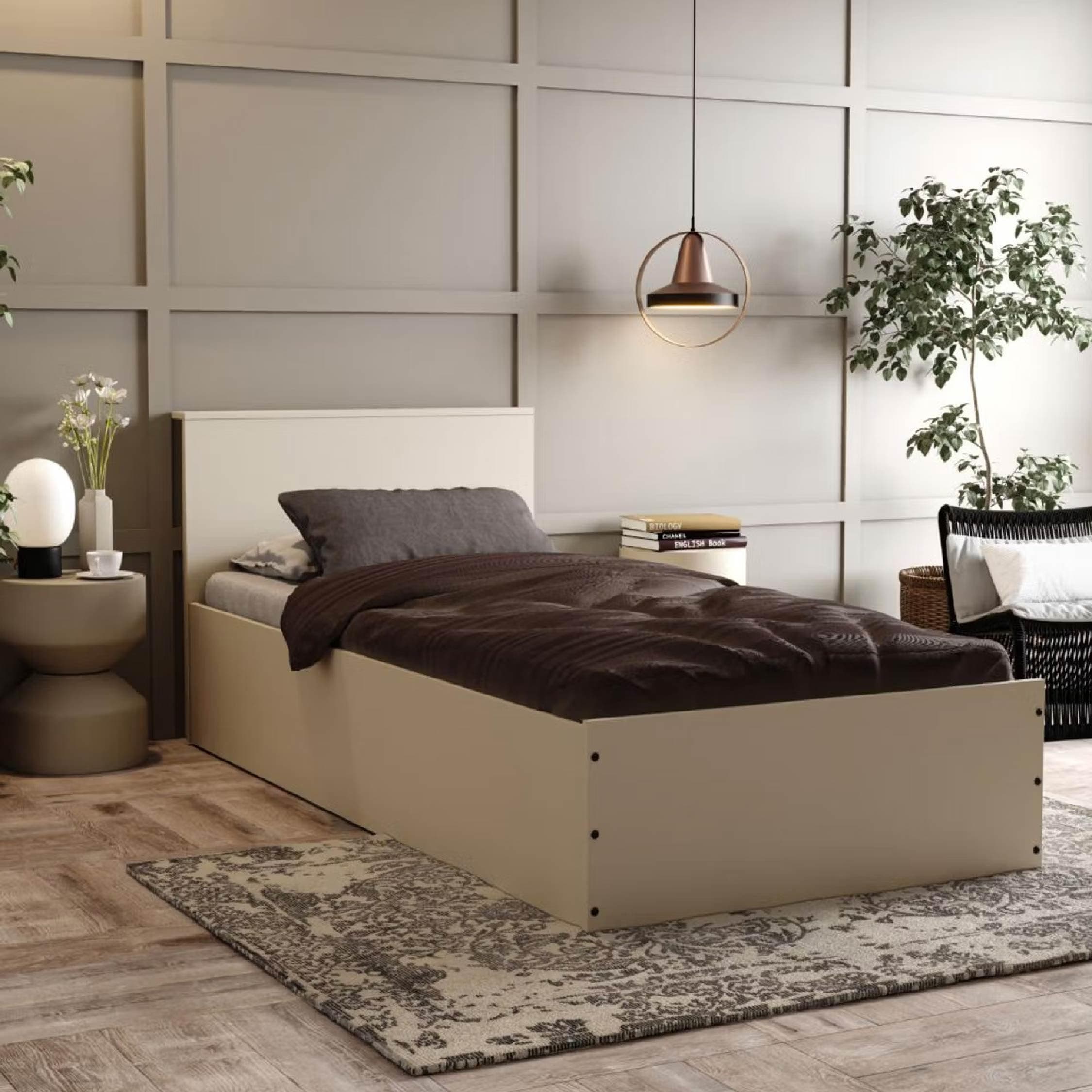 Wakefit Bed | 1 Yr Warranty | Single Size Bed, Comes with Storage Box, Noise Free, Density: 680–750 kg/m³, Termite & Borer Resistant, Fits Mattresses Up to 8 Inches (Taurus 78 x 36 - Pumic Grey)