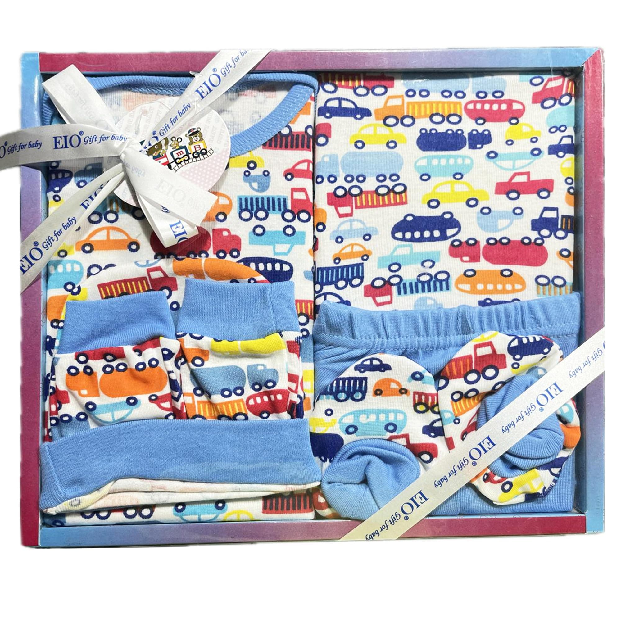 EIO Baby Gifts Set for New Born Unisex Clothing Gift Hamper 6Pcs (Blue)