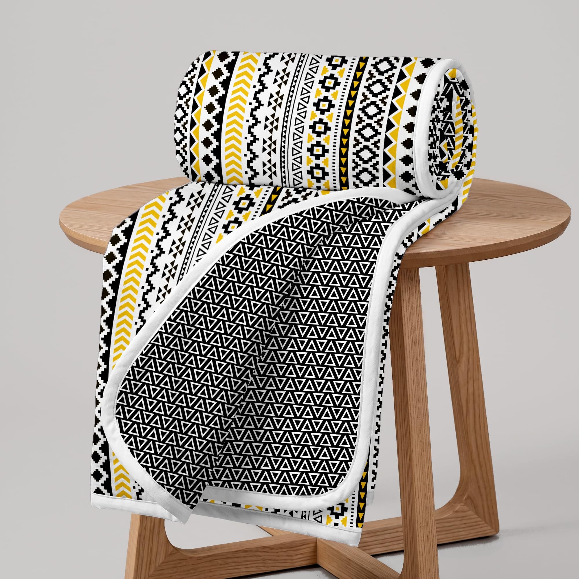 Divine Casa Everyday Use 120 GSM Reversible Dohar for Single Bed | Lightweight & Breathable Throw Blanket | Size 210 x 140 cm | Abstract | Mustard Mint