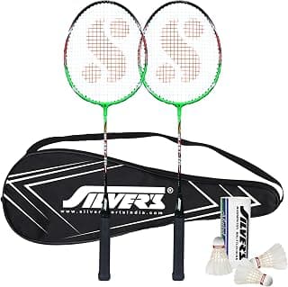 Silver's Aluminium Blast Badminton Kit (2 Racquets with Full Cover, 1 Box Feather Shuttlecock Pack of 3)(Green/Black)