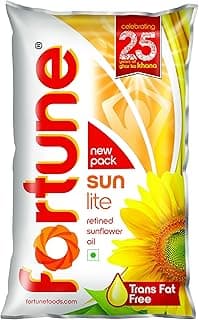 Fortune Sunlite Refined Sunflower Oil, 870gm/800gm Pouch (Weight May Vary)