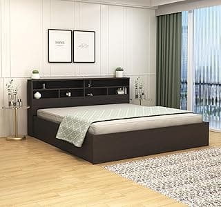 DesignFit Engineered Wood King Size Bed with Box Storage | Wooden Double Bed Cot Palang Furniture for Bedroom Living Room (Wenge Finish) |1 Year Warranty