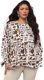 SASSAFRAS Curve Women's Plus Size Stripes Sleeves Tie-Knot Peplum Top