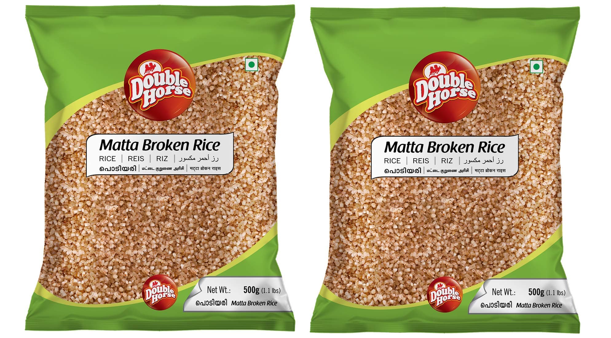 Double Horse Matta Broken Rice 500 Grams( Pack Of 2 ) Source Of Dietary Fibre Nutritious Zero Cholesterol Red Broken Rice Podiyari Export Quality,1000 Grams