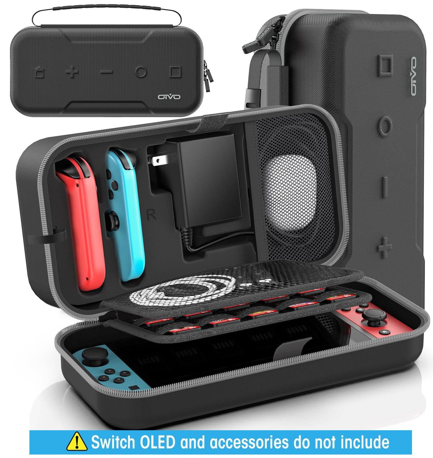 New World Switch Carrying Case Bag for Switch & Switch OLED Model,Protable Travel Case Cover with Game Card Slots,Upgraded Pouch Case for Joy-Con and Adapter