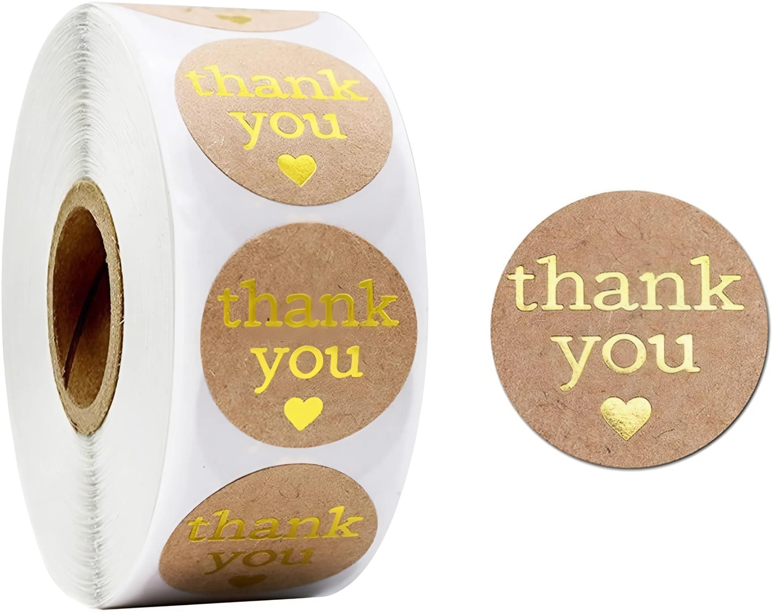 Gladnes 500 Pcs 1-Inch Round Thank You Stickers – Waterproof Vinyl, Self-Adhesive Labels for Small Business, Packaging, Gifts, Crafts, and Holiday Cards (Thank You)