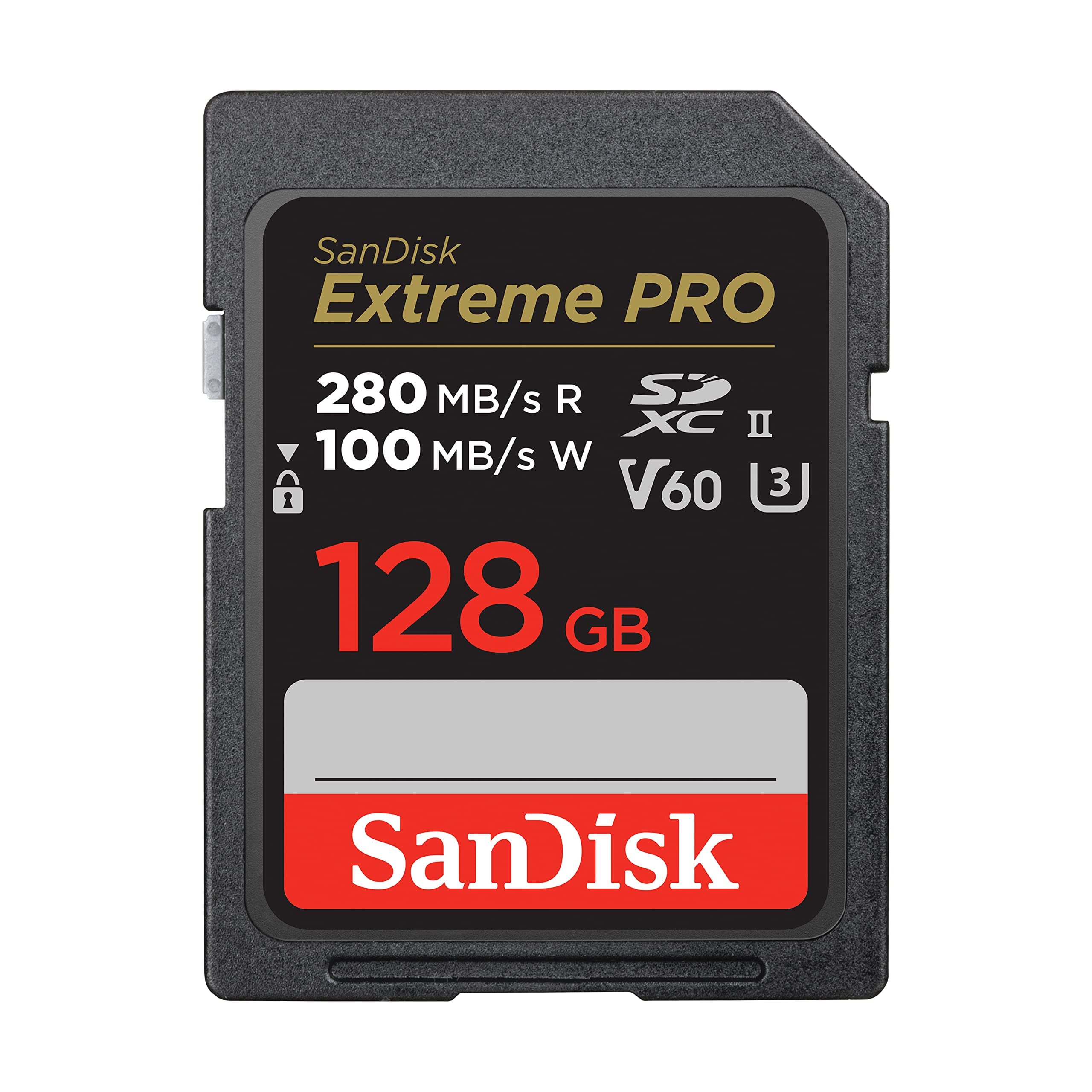 SanDisk Extreme PRO 128GB V60 UHS-II SD Cards, 280/100MB/s,V60,C10,UHS-II, for 6K Video Recording