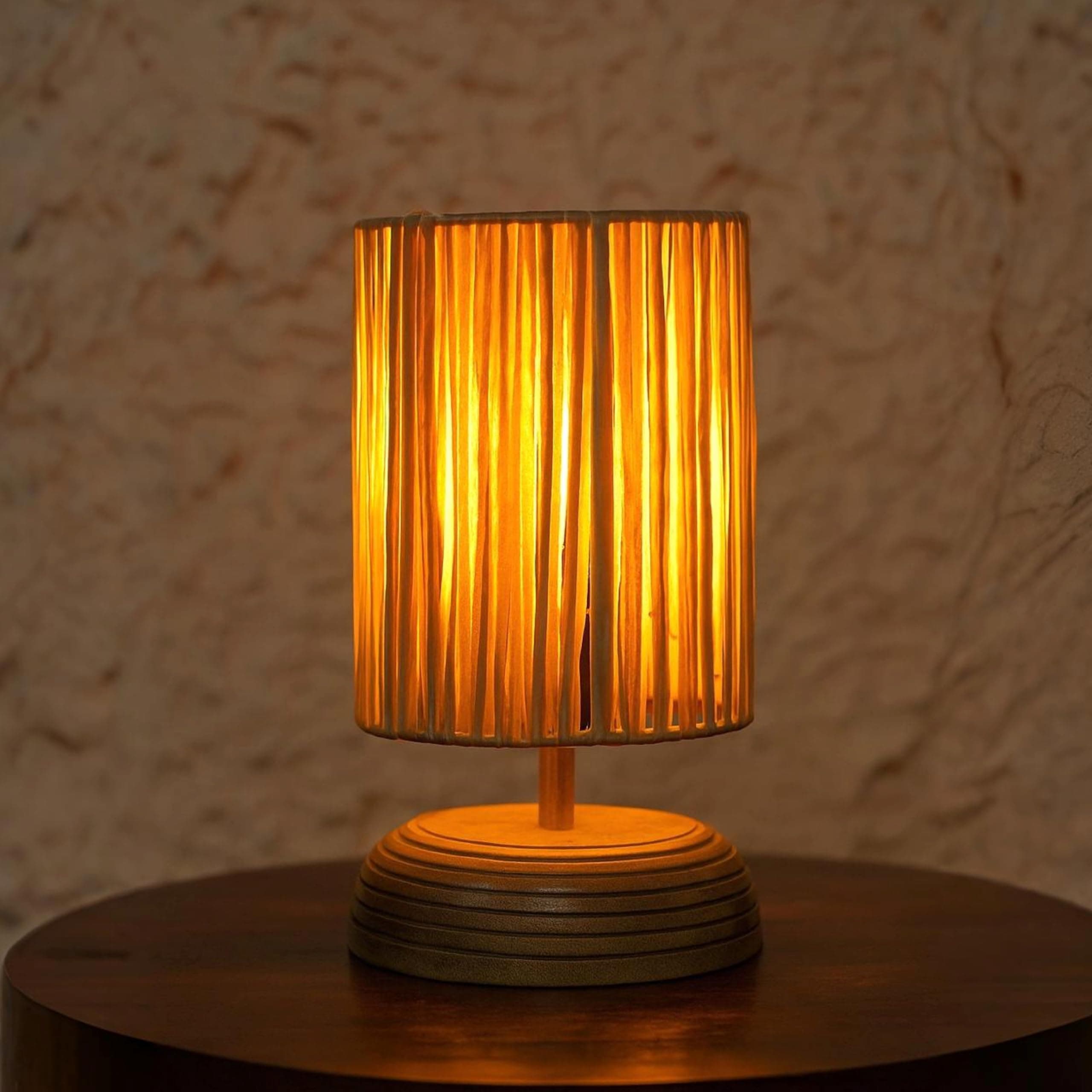 Ikari Homes Boho Rustic Ray Table Lamp I Night Lamp for Bedroom Bedside & Center Table Lamp I Warm Ambient Cozy Lamp I Rattan Lamp I Size 21.5 x 12.7 cm - (Bulb Not Included)