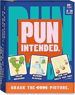 Gouda Games Pun Intended - Hilarious Picture Guessing Card Game for Families & Adults, Fast-Paced Wordplay Fun, Gifts for Pun & Game Lovers, 2-10 Players