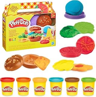 Play-Doh Burger Play Set, Craft Set for Girls and Boys from 3 Years, Cooking Toy for Arts & Crafts with Colourful Clay (6 Colours) and Shapes for Fun and Christmas Activity for Children