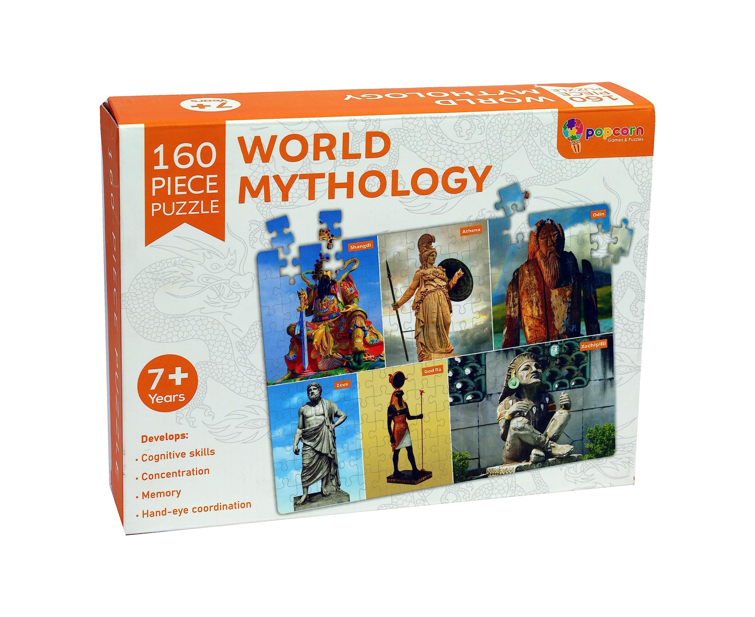 Popcorn Games & Puzzles 160 Piece PuzzleWorld Mythology | Improves Your Child Cognitive Skills, Concentration, Memory & Coordination