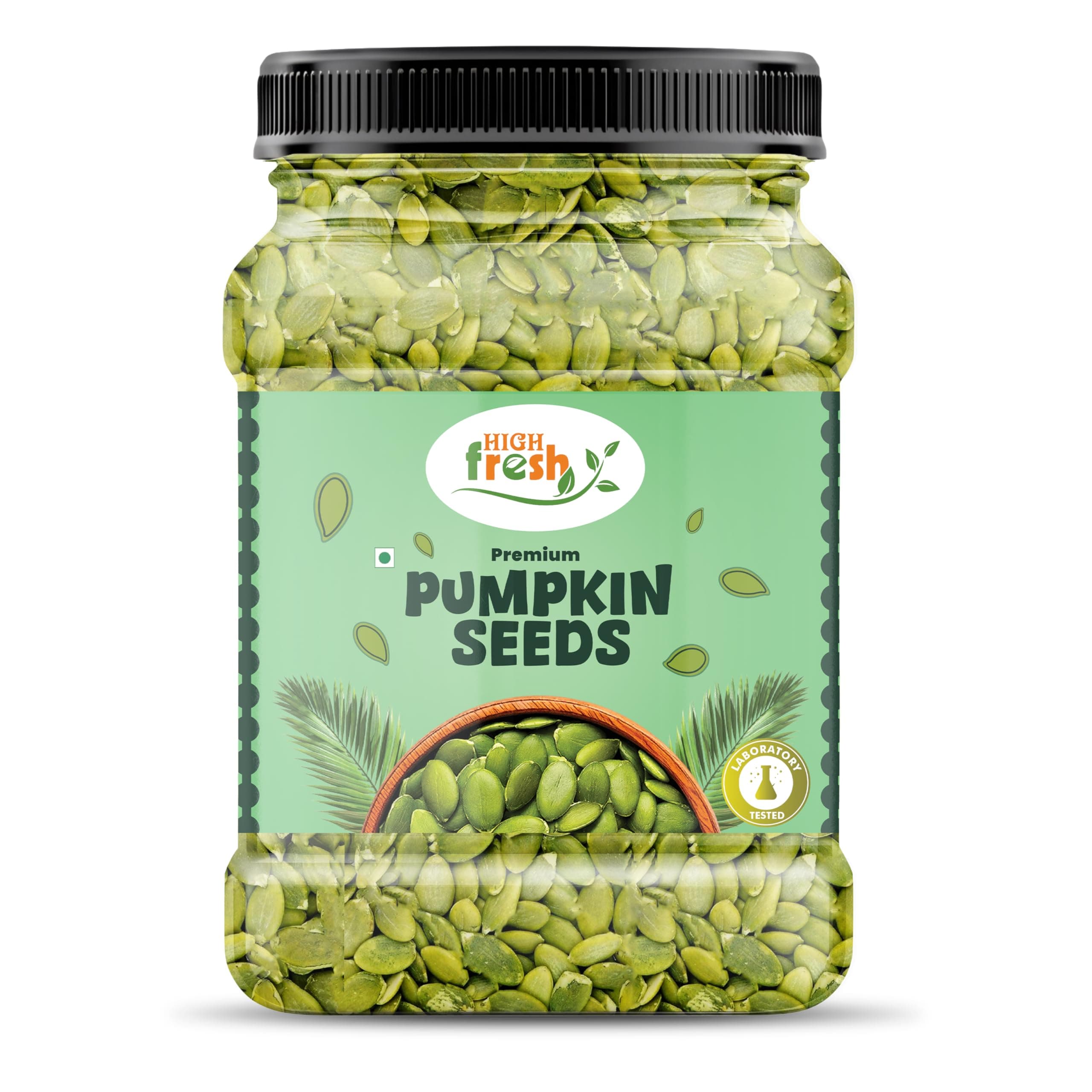 HighFresh Premium Pumpkin Seeds 500gm – Natural & Raw Seed for Eating | Immunity Booster and Protein Rich Healthy Diet Seeds | Pepitas for Snacking, Baking & Cooking | Jar Pack OF 1