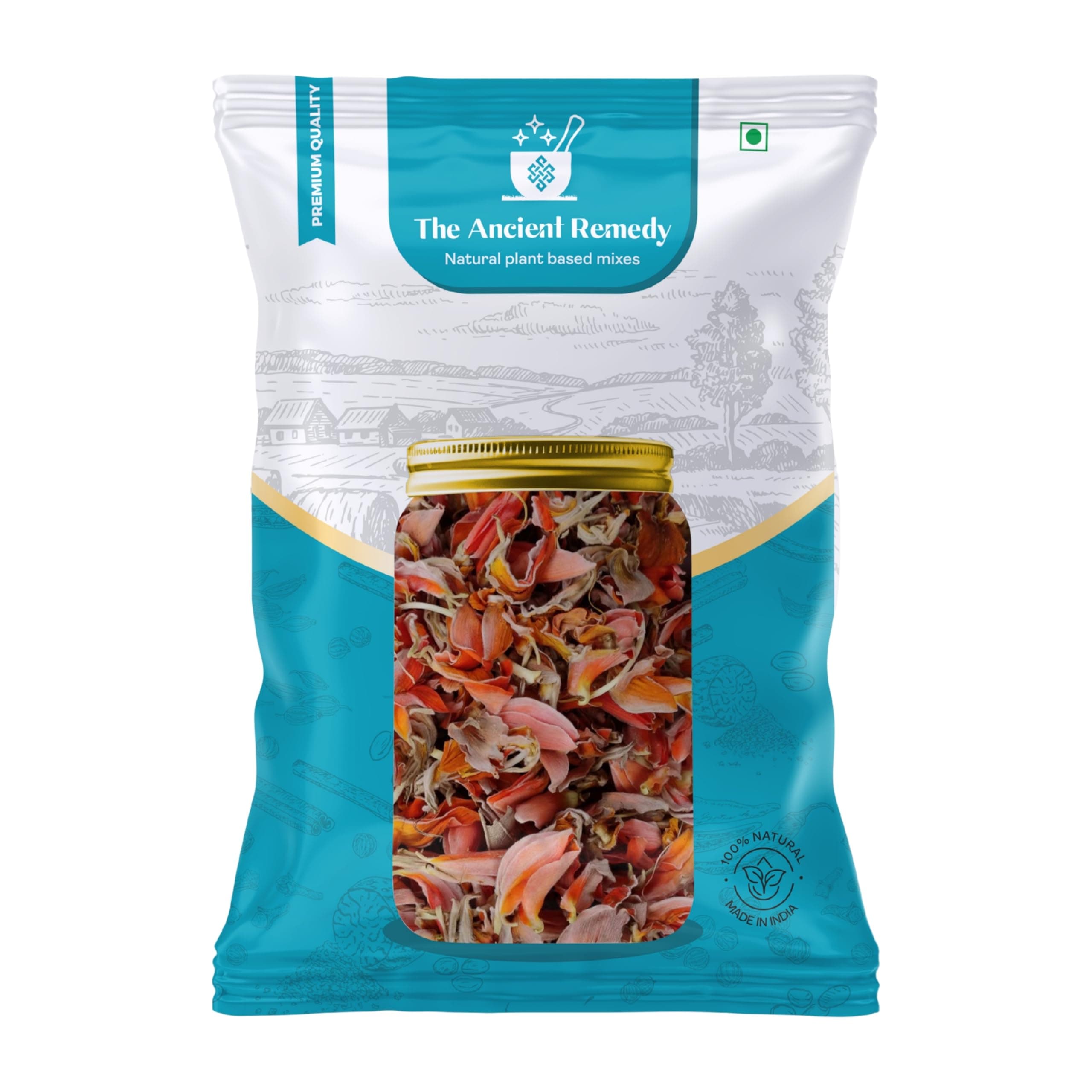 THE ANCIENT REMEDY Tesu Ke Phool 125g / Palash Flowers | Dried Tesu Flowers for Natural Color | Butea Monosperma Flowers for Hair Care, Skin Care & Herbal Use